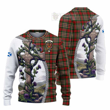 MacGill (MakGill) Tartan Knitted Sweater with Family Crest and St. Andrew's Cross Accented by Thistle Vines Unisex - Tartan Vibes Clothing