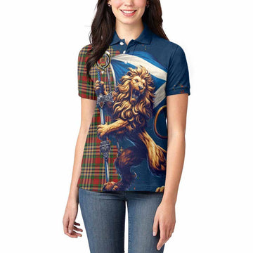 MacGill (MakGill) Tartan Family Crest Women's Polo Shirt with Scottish Majestic Lion Women - Tartan Vibes Clothing