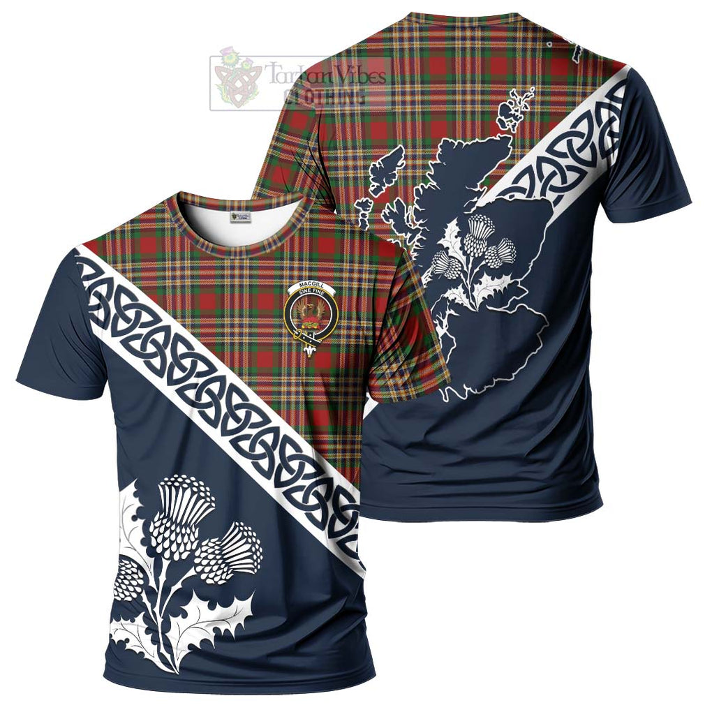 MacGill (MakGill) Tartan T-Shirt Featuring Thistle and Scotland Map Kid's Shirt - Tartanvibesclothing Store