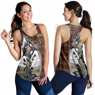 MacGill (MakGill) Tartan Women's Racerback Tanks with Family Crest and St. Andrew's Cross Accented by Thistle Vines 4XL - Tartan Vibes Clothing