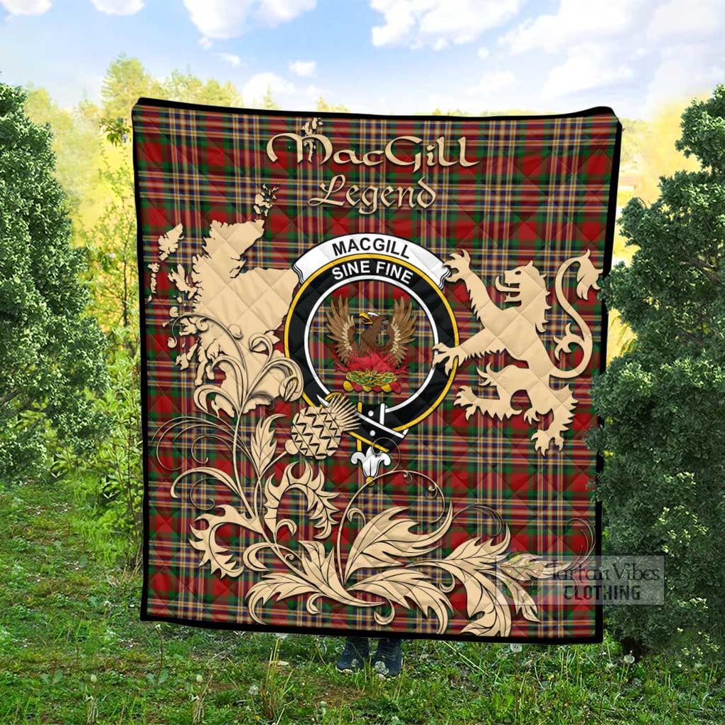 Tartan Vibes Clothing MacGill (MakGill) Tartan Quilt with Family Crest and Scottish Symbol Style