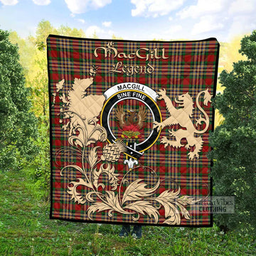 Tartan Vibes Clothing MacGill (MakGill) Tartan Quilt with Family Crest and Scottish Symbol Style