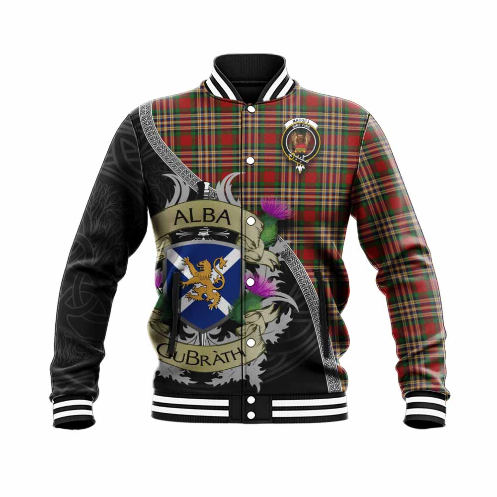 MacGill (MakGill) Tartan Family Crest Baseball Jacket Lion Rampant Royal Thistle Shield Celtic Inspired Unisex - Tartan Vibes Clothing