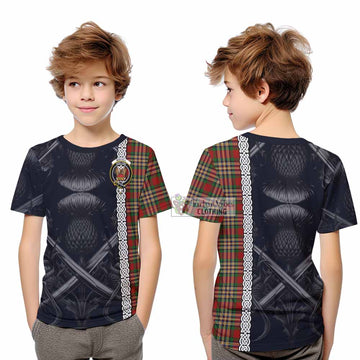 MacGill (MakGill) Tartan Kid T-Shirt with Family Crest Cross Sword Thistle Celtic Vibes - Tartan Vibes Clothing