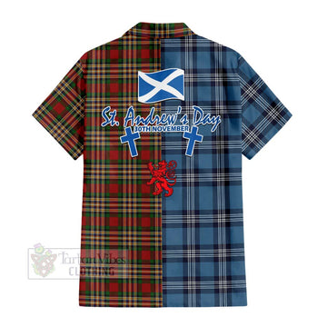 MacGill (MakGill) Tartan Hawaiian Shirt Happy St. Andrew's Day Half Tartan Style - Tartan Vibes Clothing