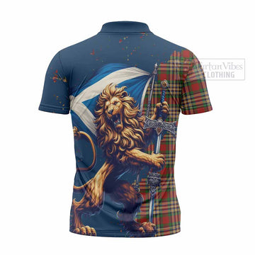 MacGill (MakGill) Tartan Family Crest Zipper Polo Shirt with Scottish Majestic Lion - Tartan Vibes Clothing
