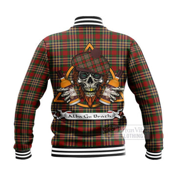MacGill (MakGill) Tartan Baseball Jacket with Family Crest and Bearded Skull Holding Bottles of Whiskey - Tartan Vibes Clothing