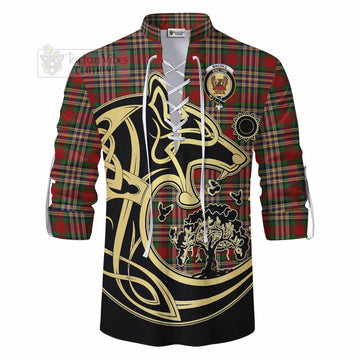 MacGill (MakGill) Tartan Ghillie Kilt Shirt with Family Crest Celtic Wolf Style - Tartan Vibes Clothing