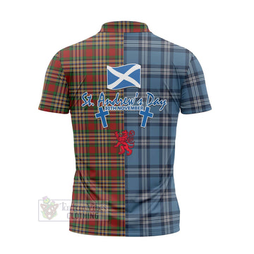 MacGill (MakGill) Tartan Zipper Polo Shirt Happy St. Andrew's Day Half Tartan Style