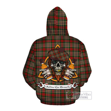 MacGill (MakGill) Tartan Cotton Hoodie with Family Crest and Bearded Skull Holding Bottles of Whiskey Pullover Hoodie - Tartan Vibes Clothing