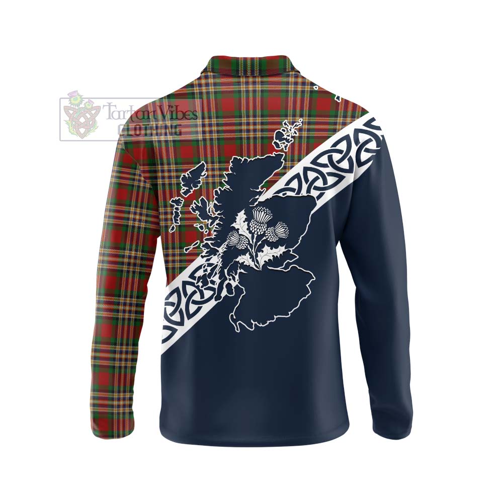 MacGill (MakGill) Tartan Long Sleeve Polo Shirt Featuring Thistle and Scotland Map - Tartan Vibes Clothing