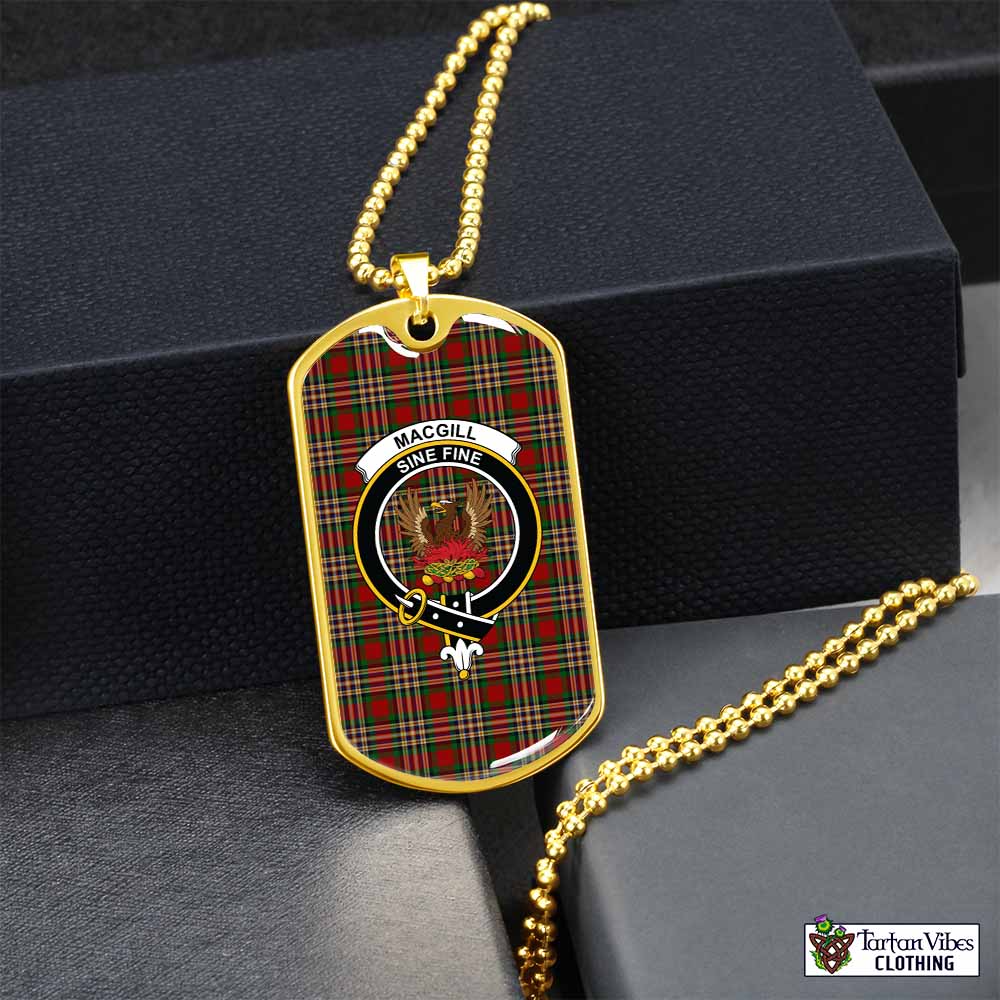 MacGill (MakGill) Tartan Dog Tag Necklace with Family Crest Gold No - Tartan Vibes Clothing