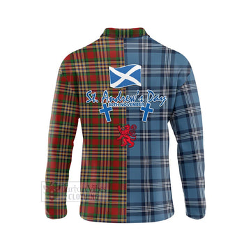 MacGill (MakGill) Tartan Long Sleeve Polo Shirt Happy St. Andrew's Day Half Tartan Style - Tartan Vibes Clothing