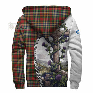 MacGill (MakGill) Tartan Sherpa Hoodie with Family Crest and St. Andrew's Cross Accented by Thistle Vines - Tartan Vibes Clothing