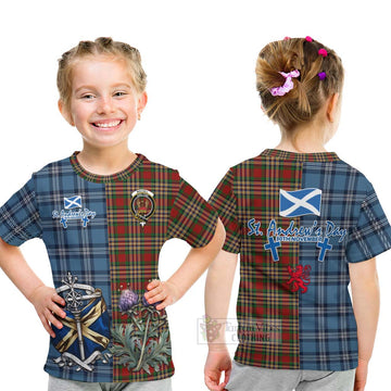 MacGill (MakGill) Tartan Kid T-Shirt Happy St. Andrew's Day Half Tartan Style - Tartan Vibes Clothing