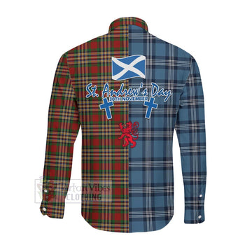 MacGill (MakGill) Tartan Long Sleeve Button Shirt Happy St. Andrew's Day Half Tartan Style Men's Shirt - Tartan Vibes Clothing