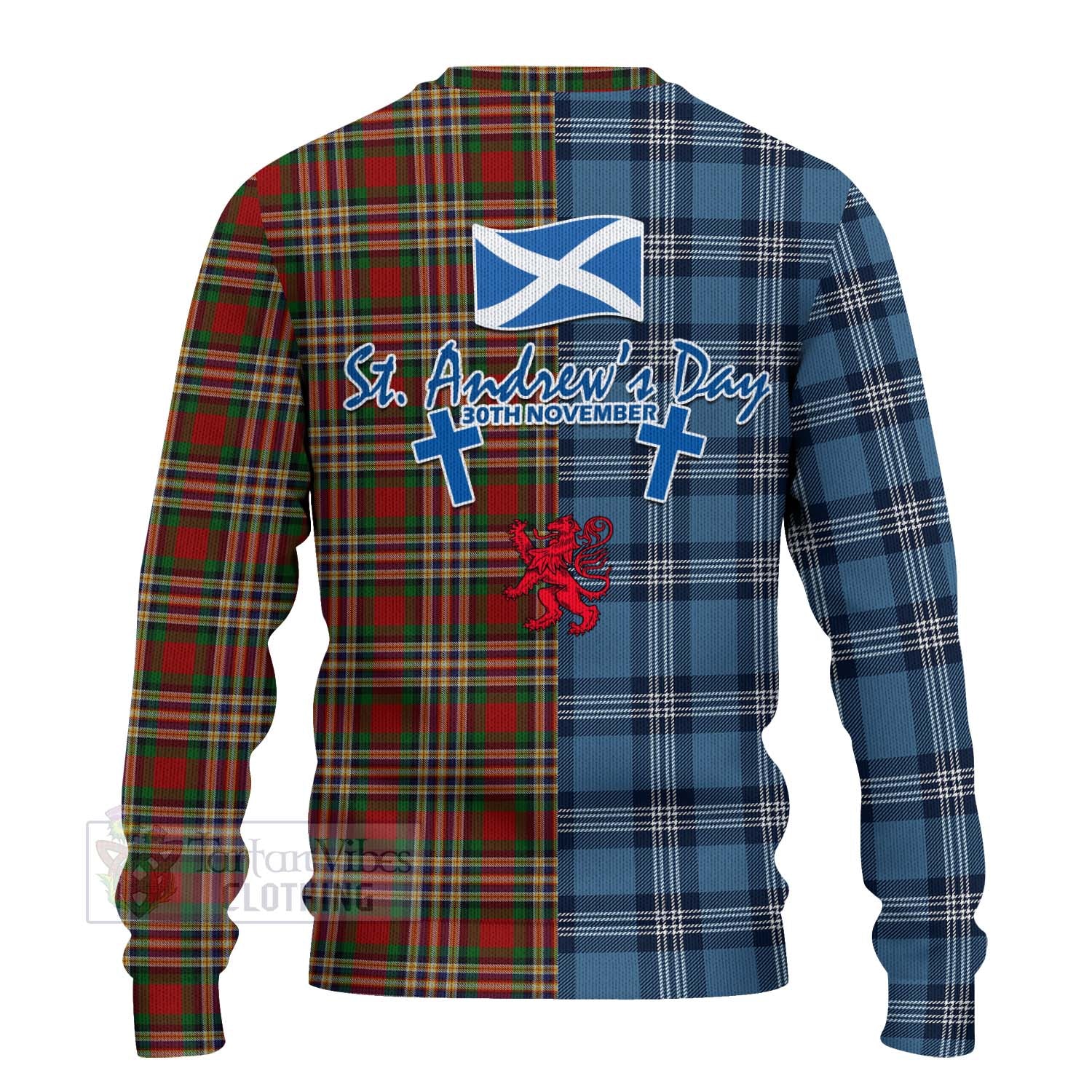 MacGill (MakGill) Tartan Knitted Sweater Happy St. Andrew's Day Half Tartan Style - Tartan Vibes Clothing