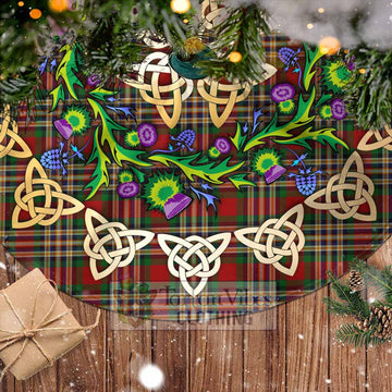 Tartan Vibes Clothing MacGill (MakGill) Tartan Christmas Tree Skirt with Thistle Celtic Knot Style