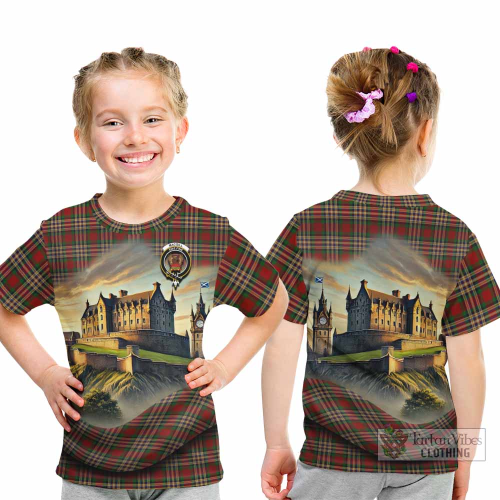 MacGill (MakGill) Tartan Family Crest Kid T-Shirt with Scottish Ancient Castle Style - Tartan Vibes Clothing