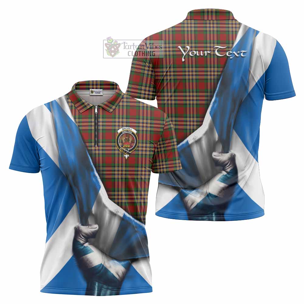 Tartan Vibes Clothing MacGill (MakGill) Tartan Zipper Polo Shirt with Family Crest Scotland Patriotic Style