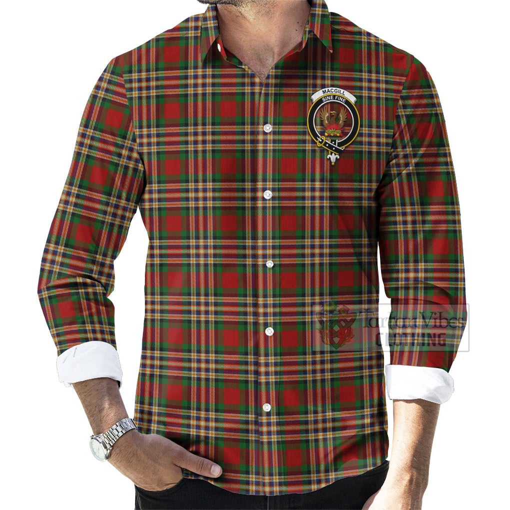 MacGill (MakGill) Tartan Long Sleeve Button Shirt with Family Crest Celtic Skull Style - Tartan Vibes Clothing