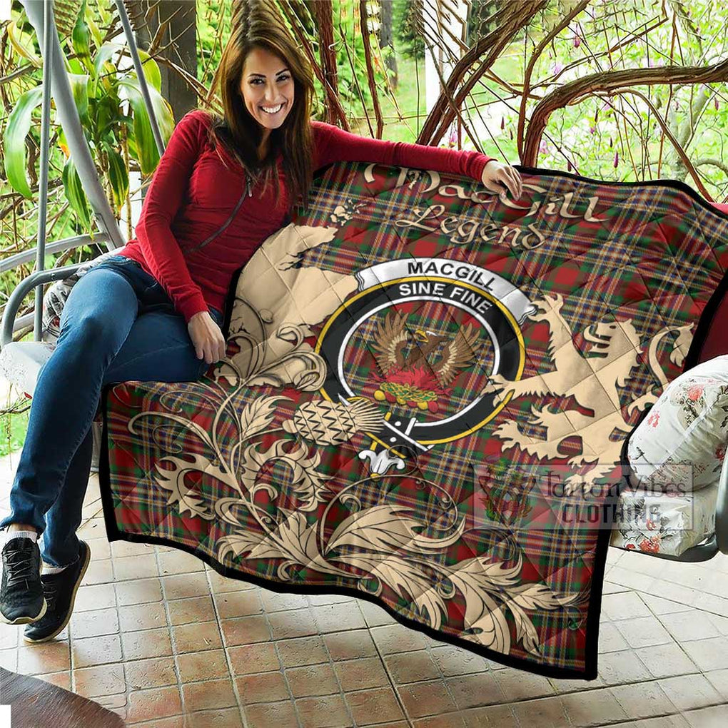 Tartan Vibes Clothing MacGill (MakGill) Tartan Quilt with Family Crest and Scottish Symbol Style