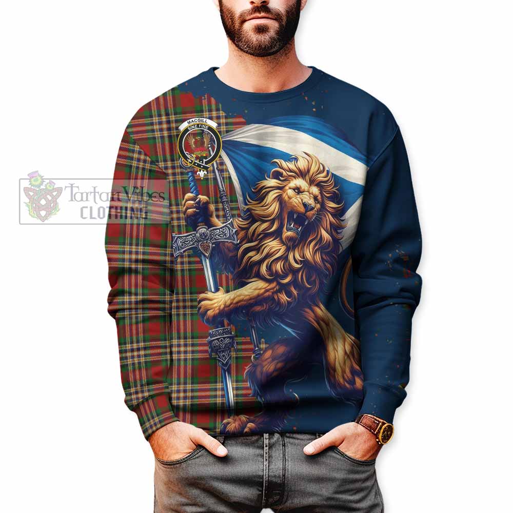 MacGill (MakGill) Tartan Family Crest Sweatshirt with Scottish Majestic Lion - Tartan Vibes Clothing