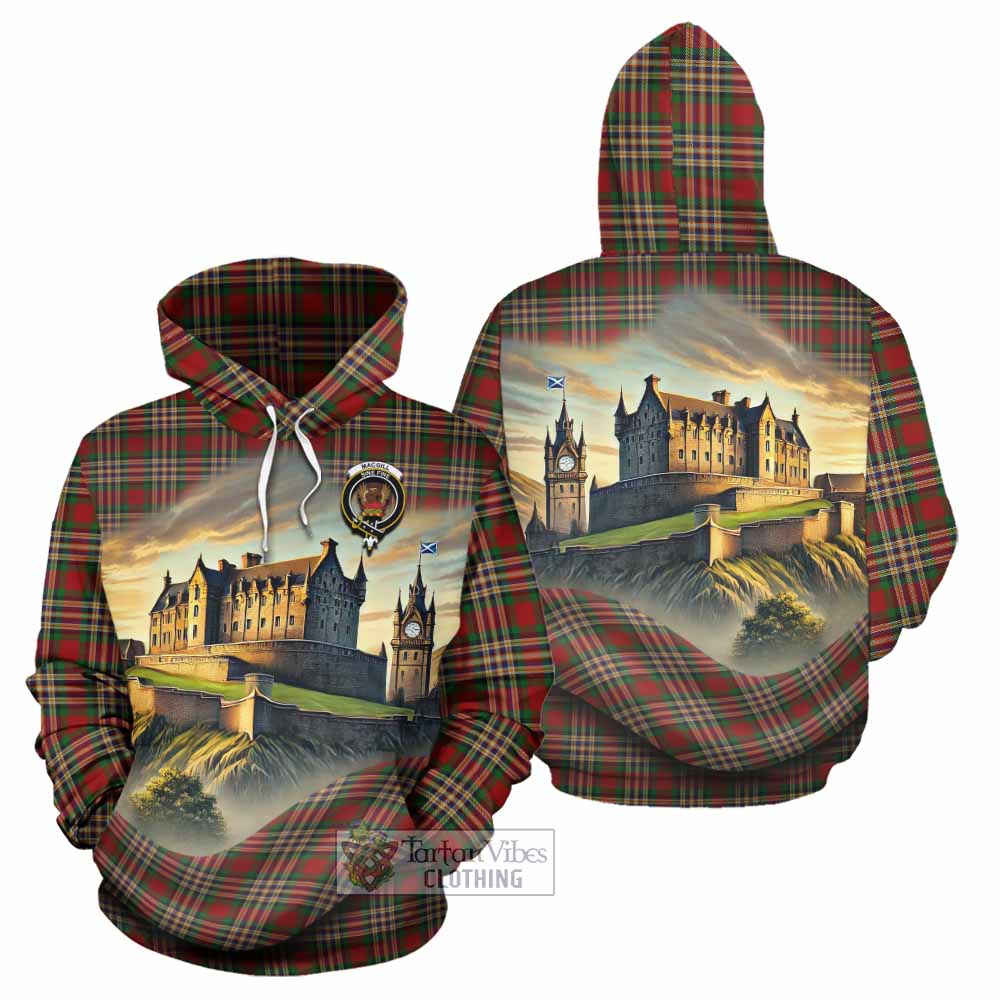 MacGill (MakGill) Tartan Family Crest Hoodie with Scottish Ancient Castle Style - Tartan Vibes Clothing