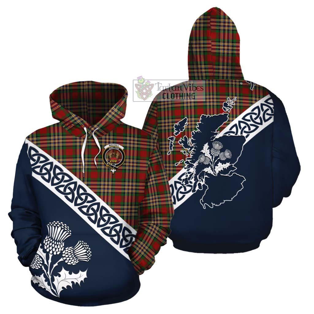 MacGill (MakGill) Tartan Cotton Hoodie Featuring Thistle and Scotland Map Zip Hoodie - Tartan Vibes Clothing