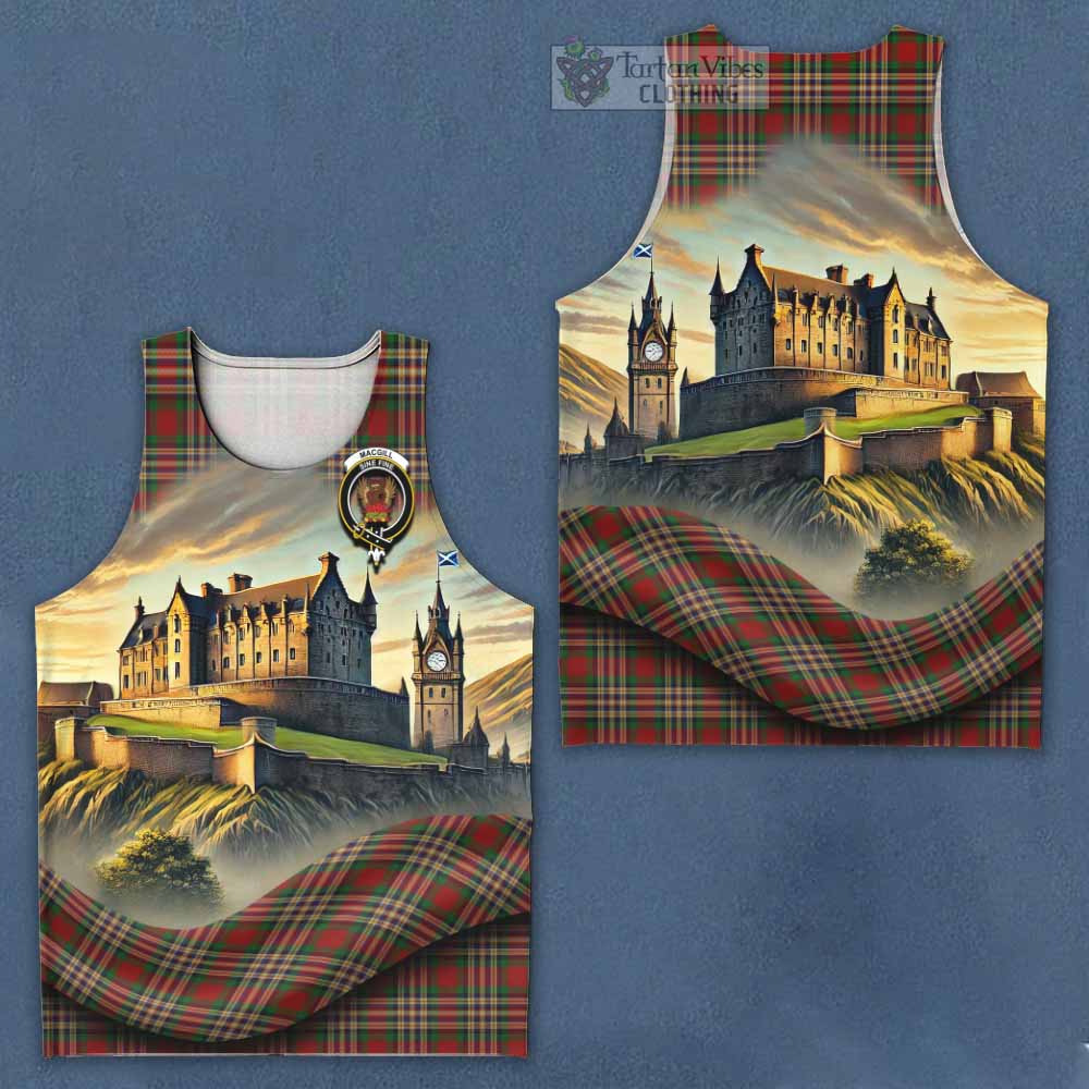 MacGill (MakGill) Tartan Family Crest Men's Tank Top with Scottish Ancient Castle Style - Tartan Vibes Clothing