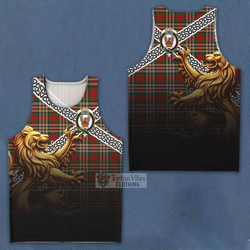 MacGill (MakGill) Crest Tartan Men's Tank Top with Golden Lion Emblem Celtic Style - Tartan Vibes Clothing