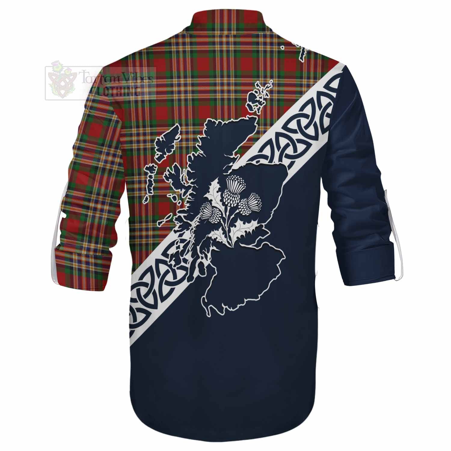 MacGill (MakGill) Tartan Ghillie Kilt Shirt Featuring Thistle and Scotland Map - Tartan Vibes Clothing