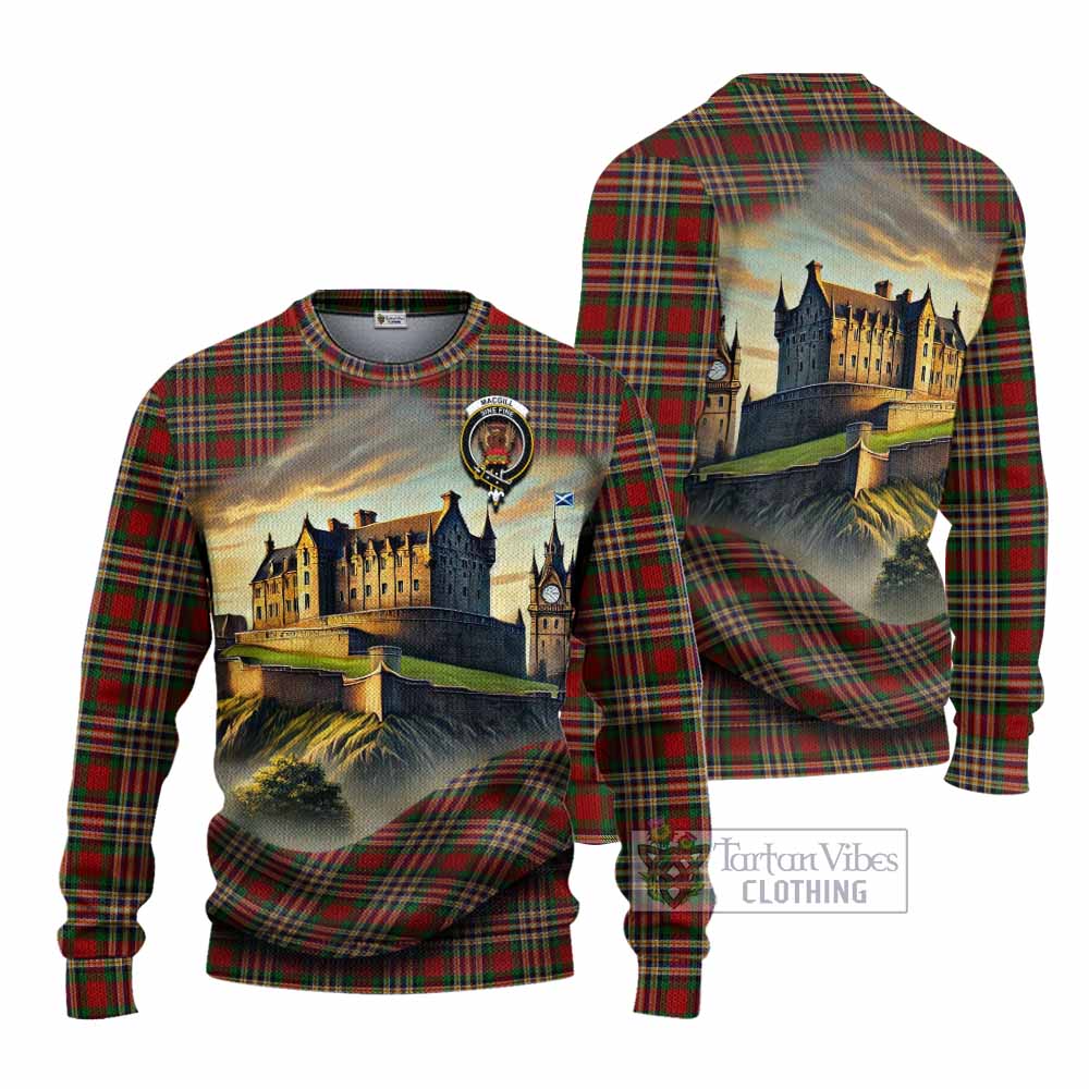 MacGill (MakGill) Tartan Family Crest Knitted Sweater with Scottish Ancient Castle Style - Tartan Vibes Clothing