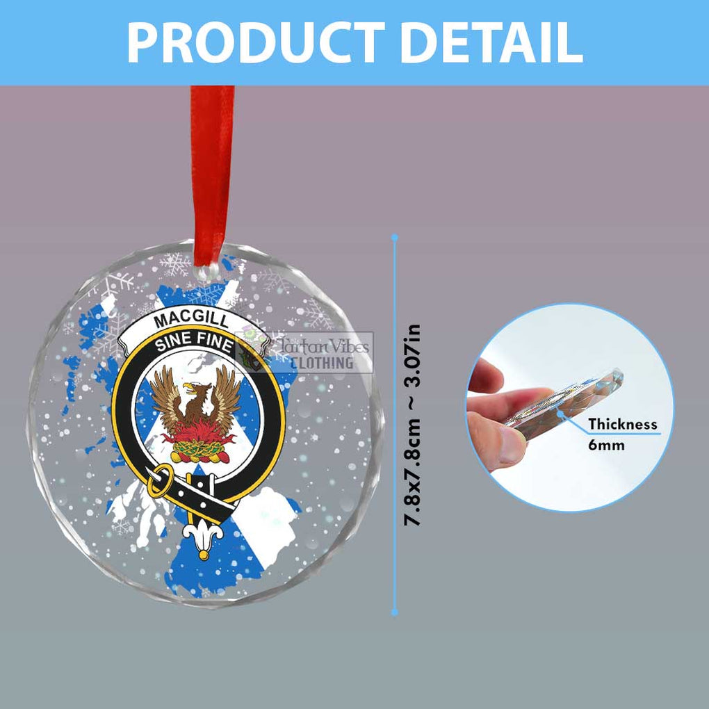 Tartan Vibes Clothing MacGill (MakGill) Clan Crest Christmas Glass Ornament with Scotland Map
