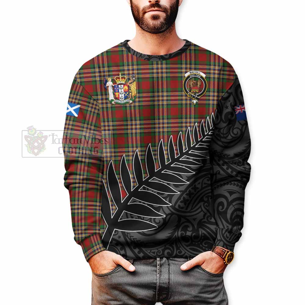 MacGill (MakGill) Crest Tartan Sweatshirt with New Zealand Silver Fern Half Style - Tartan Vibes Clothing