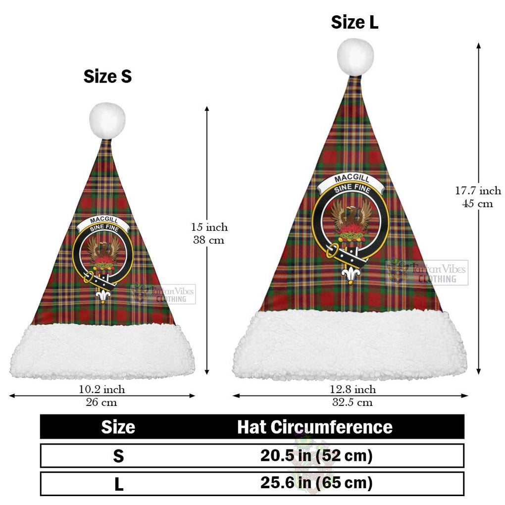 MacGill (MakGill) Tartan Christmas Santa Hats with Family Crest Christmas Hat L 25.6in (65cm) - Tartan Vibes Clothing
