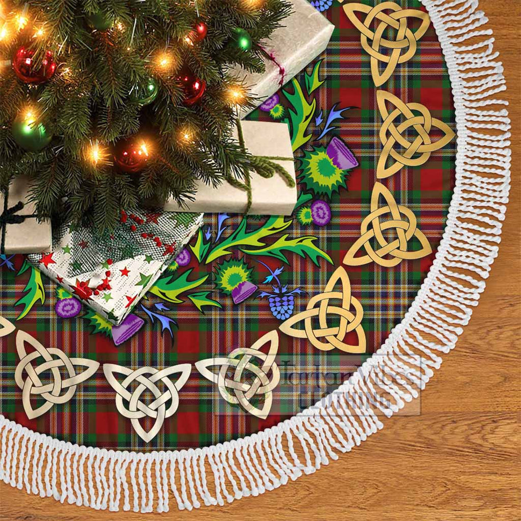 Tartan Vibes Clothing MacGill (MakGill) Tartan Christmas Tree Skirt with Thistle Celtic Knot Style