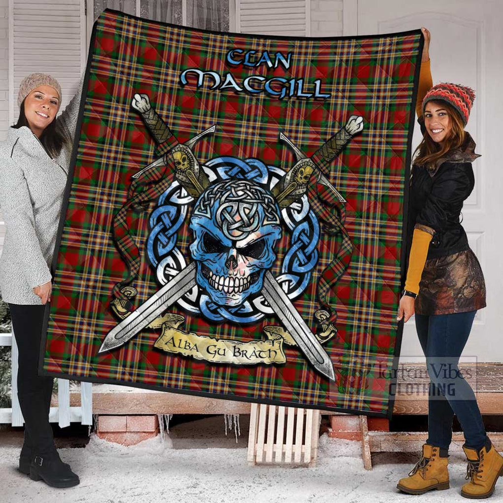 MacGill (MakGill) Tartan Quilt with Celtic Skull Alba Gu Brath Style - Tartan Vibes Clothing