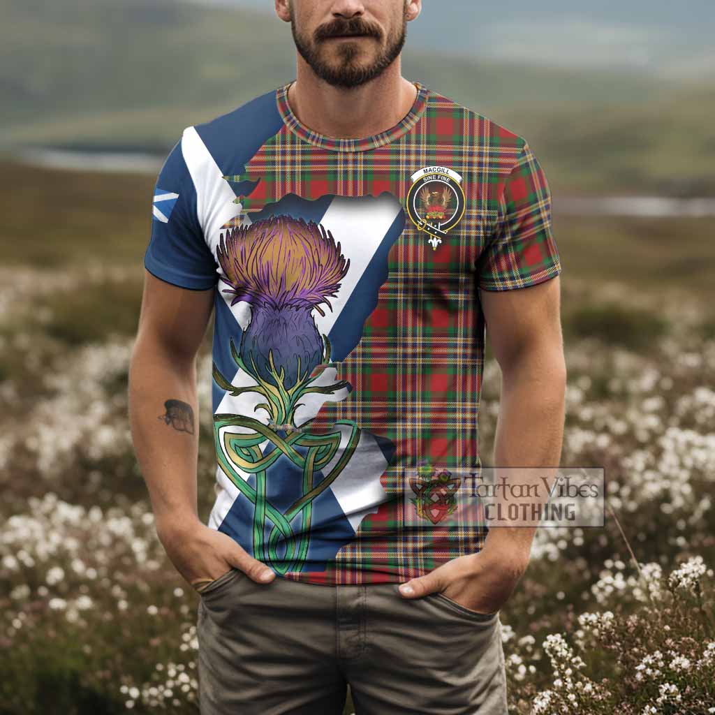 MacGill (MakGill) Tartan Family Crest T-Shirt Scottish Thistle Celtic Inspired - Tartan Vibes Clothing