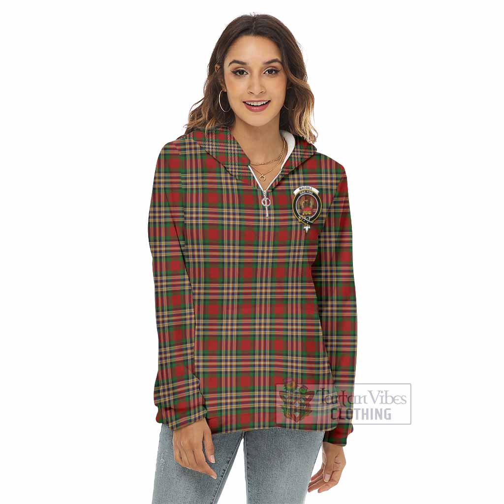 MacGill (MakGill) Tartan Women's Borg Fleece Hoodie with Half Zip with Family Crest - Tartan Vibes Clothing