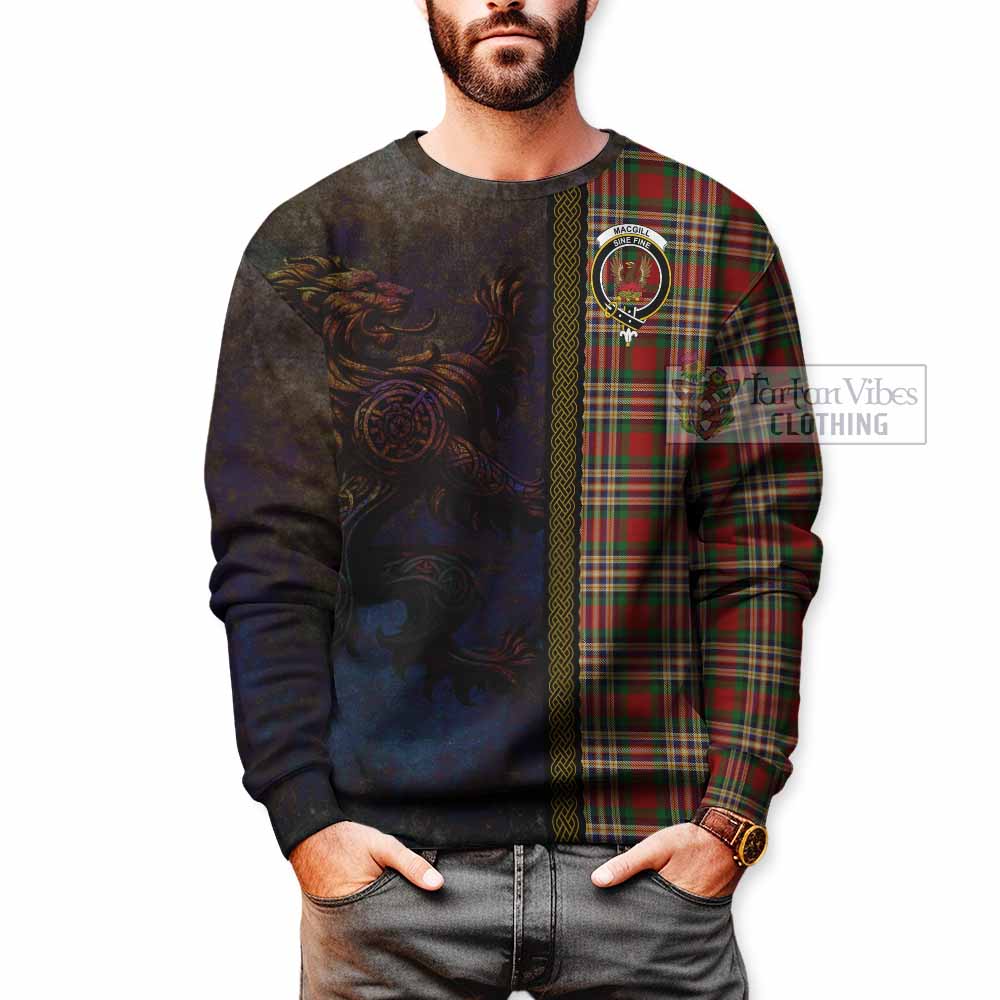 MacGill (MakGill) Tartan Family Crest Sweatshirt Alba Gu Brath Be Brave Lion Ancient Style - Tartan Vibes Clothing