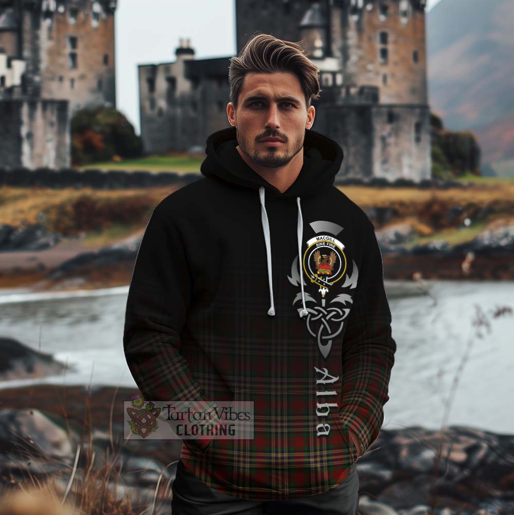 Tartan Vibes Clothing MacGill (MakGill) Tartan Cotton Hoodie Featuring Alba Gu Brath Family Crest Celtic Inspired