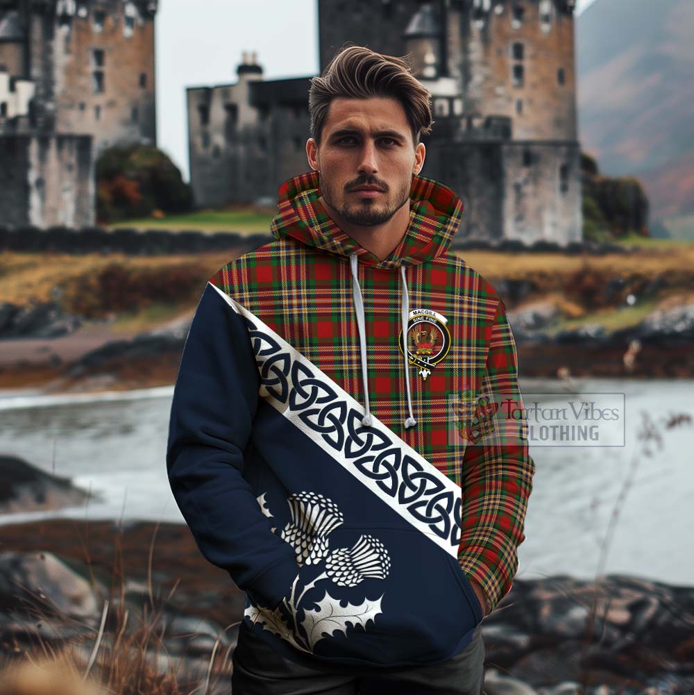 MacGill (MakGill) Tartan Cotton Hoodie Featuring Thistle and Scotland Map - Tartan Vibes Clothing