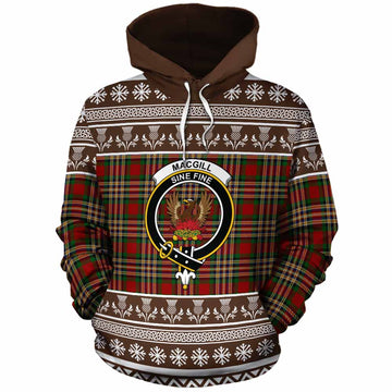 MacGill (MakGill) Clan Tartan Christmas Cotton Hoodie with Family Crest