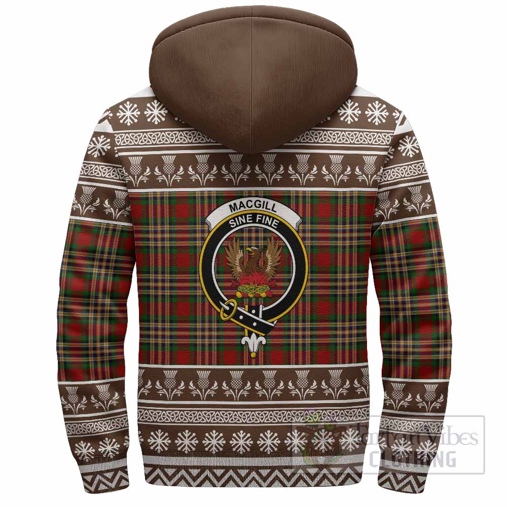 MacGill (MakGill) Clan Tartan Christmas Fleece Hoodie with Family Crest - Tartan Vibes Clothing