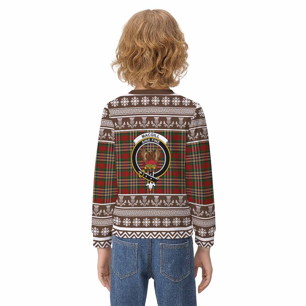 MacGill (MakGill) Clan Tartan Christmas Kid Ugly Sweatshirt with Family Crest - Tartan Vibes Clothing
