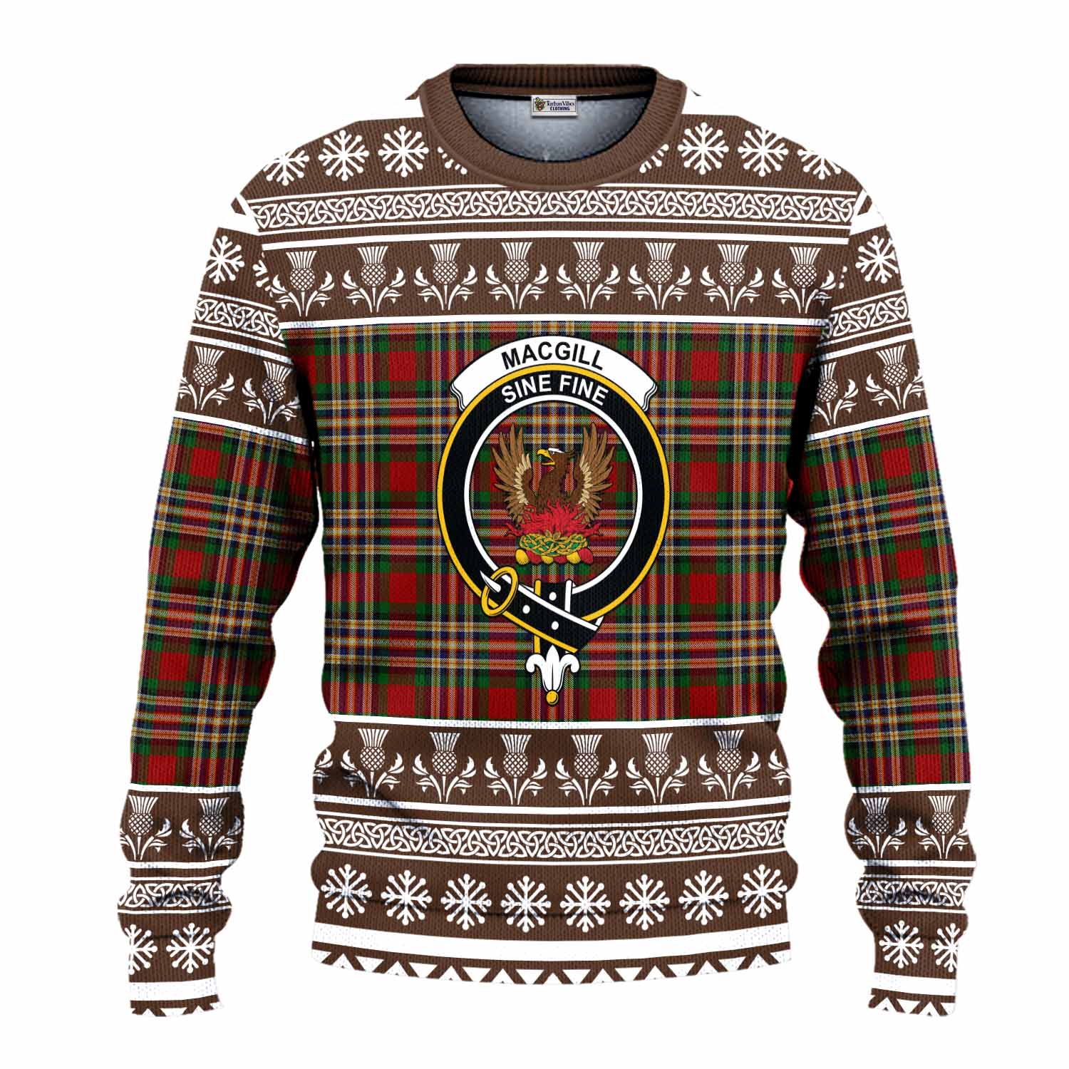 MacGill (MakGill) Clan Tartan Christmas Ugly Sweater with Family Crest - Tartan Vibes Clothing