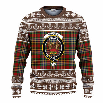 MacGill (MakGill) Clan Tartan Christmas Ugly Sweater with Family Crest