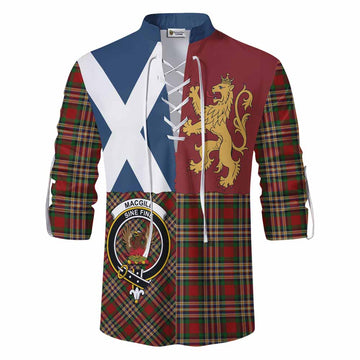 MacGill (MakGill) Crest Tartan Ghillie Shirt with Lion Rampant Saltire Style