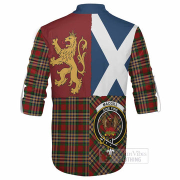 MacGill (MakGill) Crest Tartan Ghillie Shirt with Lion Rampant Saltire Style